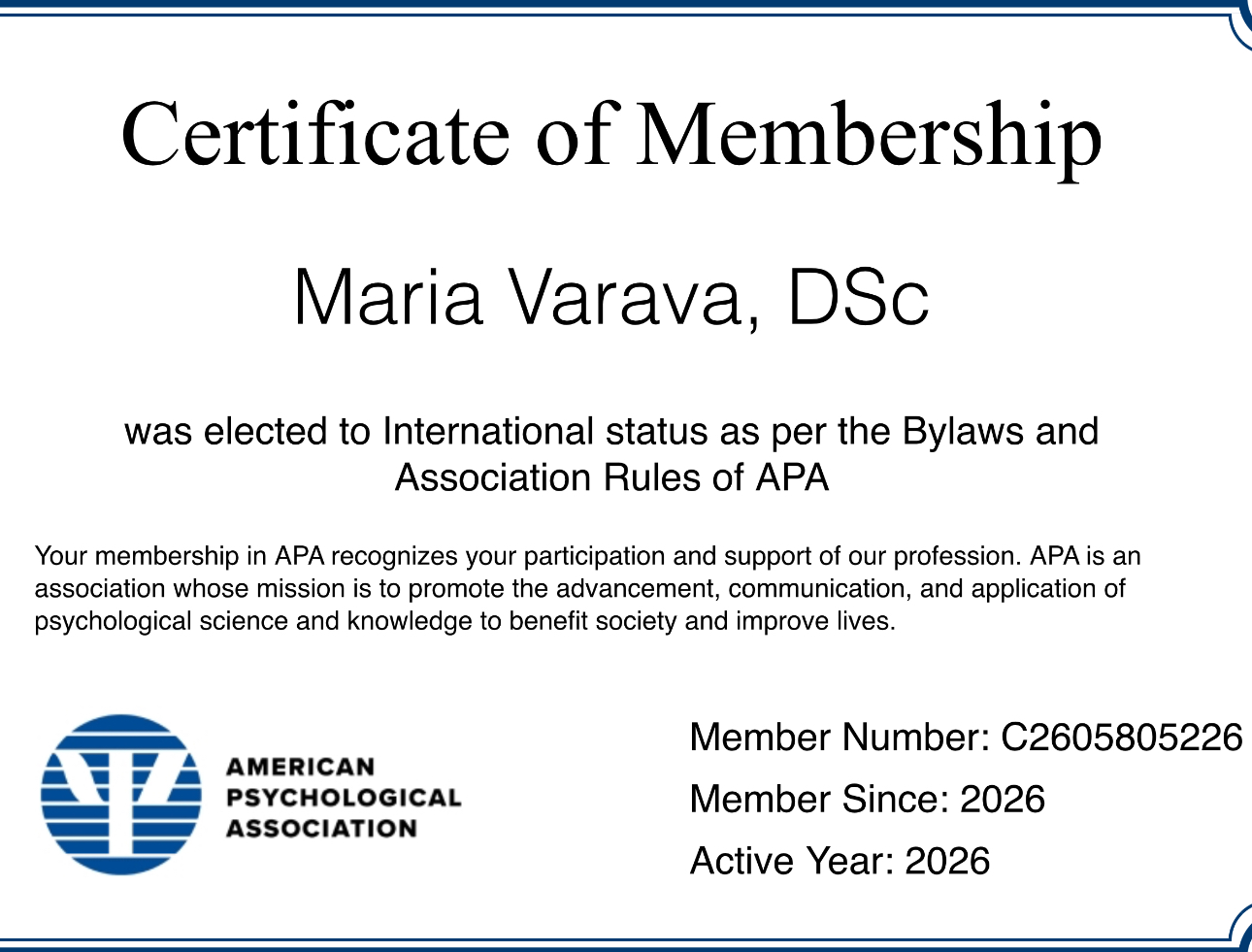 American Psychological Association — Membership